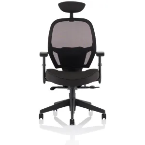 Denver High Mesh Back Black Task Operator Office Chair with Arms