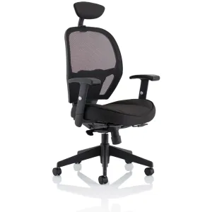 Denver High Mesh Back Black Task Operator Office Chair with Arms