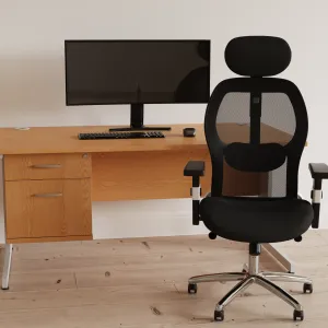 Denver High Mesh Back Black Task Operator Office Chair with Arms