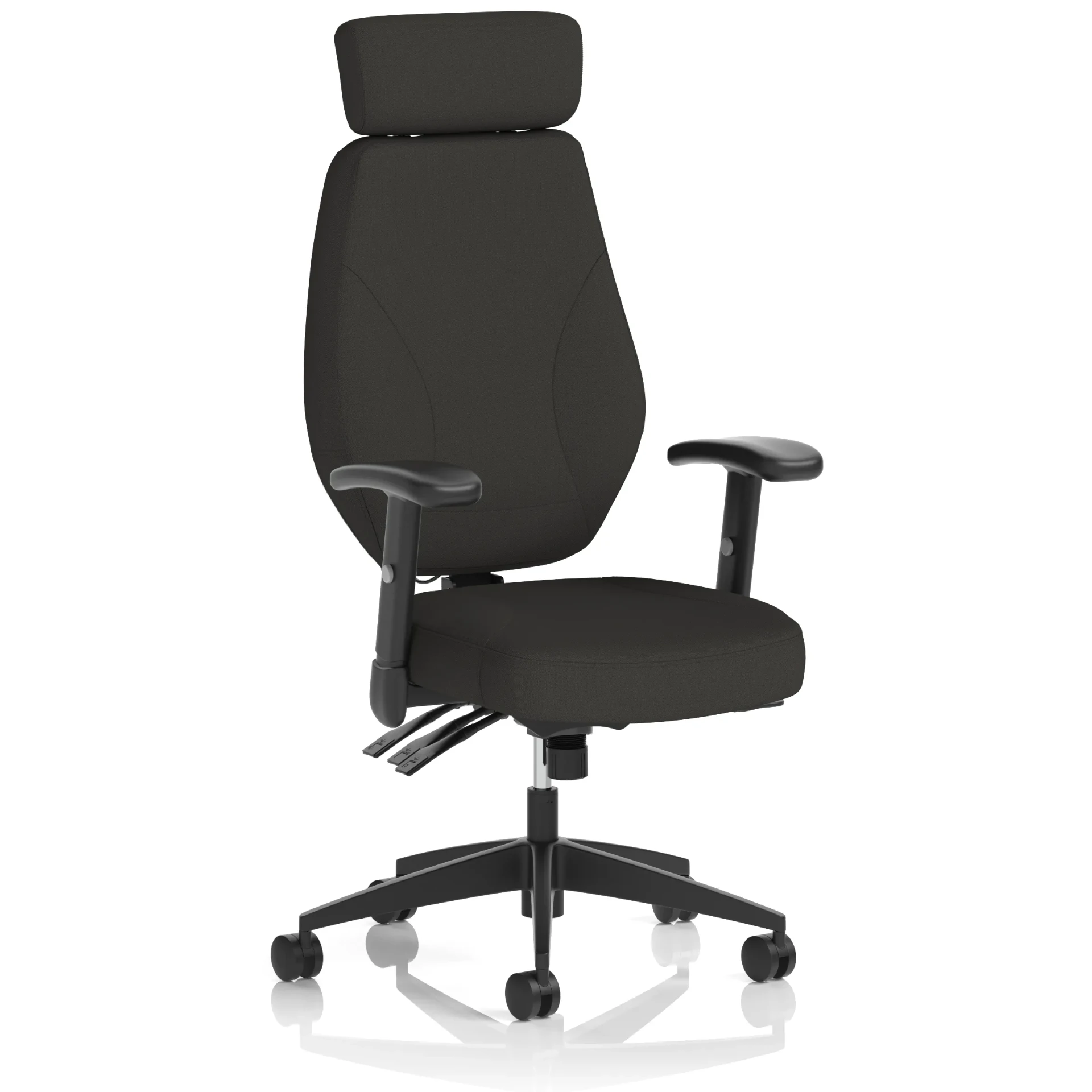 Nexus High Back Black Fabric Ergonomic Task Operator Office Chair with Arms and Headrest