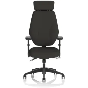 Nexus High Back Black Fabric Ergonomic Task Operator Office Chair with Arms and Headrest