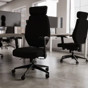 Nexus High Back Black Fabric Ergonomic Task Operator Office Chair with Arms and Headrest