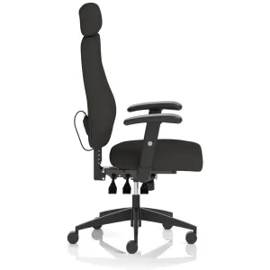 Nexus High Back Black Fabric Ergonomic Task Operator Office Chair with Arms and Headrest