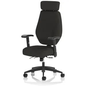 Nexus High Back Black Fabric Ergonomic Task Operator Office Chair with Arms and Headrest