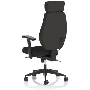 Nexus High Back Black Fabric Ergonomic Task Operator Office Chair with Arms and Headrest