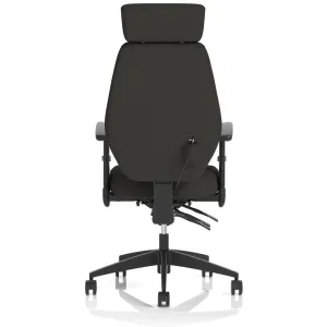Nexus High Back Black Fabric Ergonomic Task Operator Office Chair with Arms and Headrest