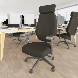 Nexus High Back Black Fabric Ergonomic Task Operator Office Chair with Arms and Headrest