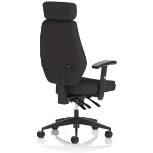 Nexus High Back Black Fabric Ergonomic Task Operator Office Chair with Arms and Headrest