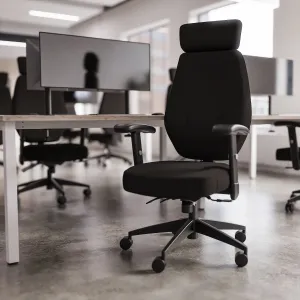 Nexus High Back Black Fabric Ergonomic Task Operator Office Chair with Arms and Headrest