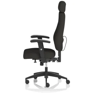 Nexus High Back Black Fabric Ergonomic Task Operator Office Chair with Arms and Headrest