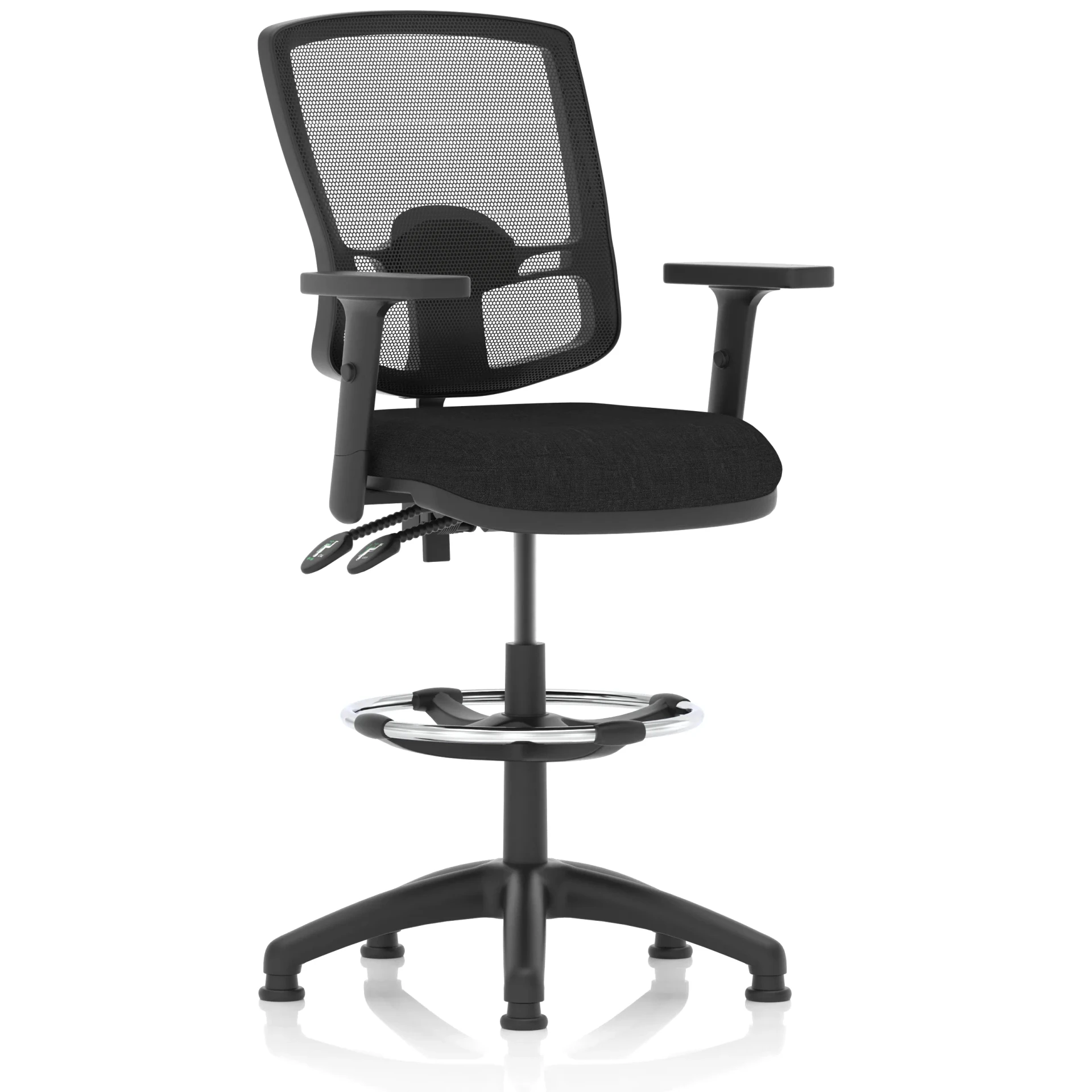 Eclipse Plus Deluxe Mesh Back Task Operator Office Chair - Seat Height & Backrest Tilt / Height Adjustable Arms / With Draughtsman Kit / Black