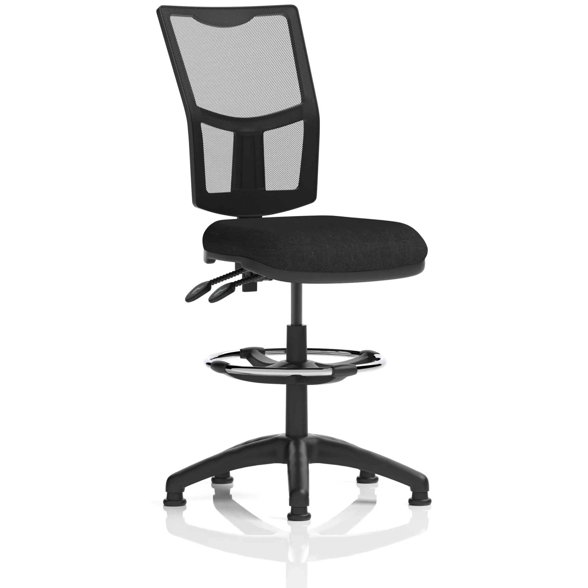 Eclipse Plus Medium Mesh Back Task Operator Office Chair - Seat Height & Backrest Tilt / No Arms / With Draughtsman Kit / Black