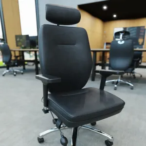 Domino High Back Black Ergonomic Posture Chair with Arms and Headrest