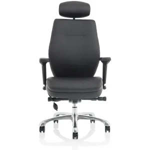 Domino High Back Black Ergonomic Posture Chair with Arms and Headrest