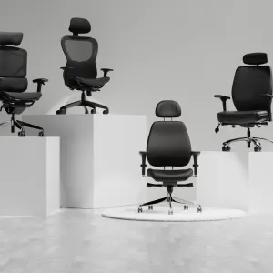Domino High Back Black Ergonomic Posture Chair with Arms and Headrest