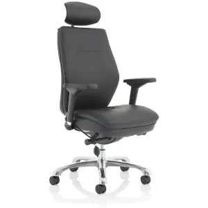 Domino High Back Black Ergonomic Posture Chair with Arms and Headrest