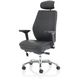 Domino High Back Black Ergonomic Posture Chair with Arms and Headrest
