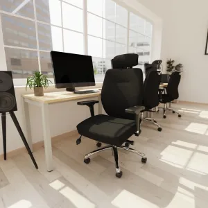 Domino High Back Black Ergonomic Posture Chair with Arms and Headrest
