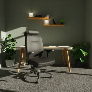 Domino High Back Black Ergonomic Posture Chair with Arms and Headrest