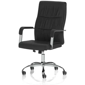 Carter High Back Black Leather Executive Office Chair with Arms