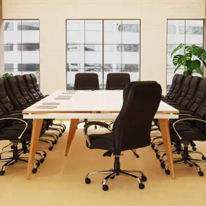 Carter High Back Black Leather Executive Office Chair with Arms