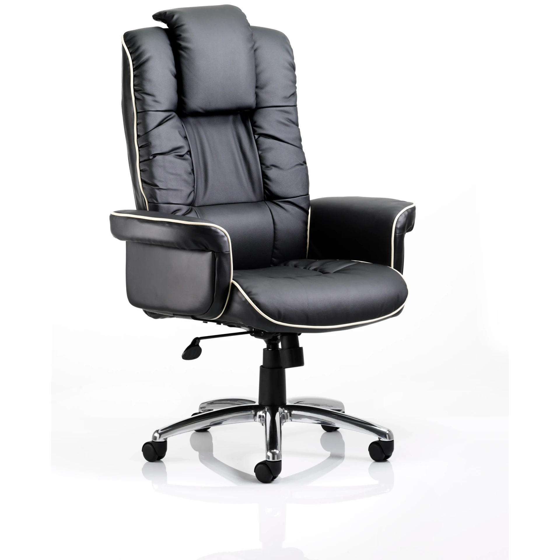 Chelsea High Back Soft Black Leather Executive Office Chair with Arms