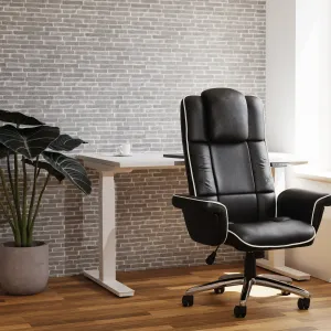 Chelsea High Back Soft Black Leather Executive Office Chair with Arms