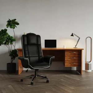 Chelsea High Back Soft Black Leather Executive Office Chair with Arms