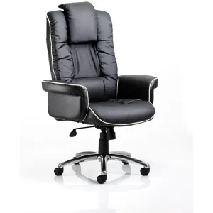 Chelsea High Back Soft Black Leather Executive Office Chair with Arms