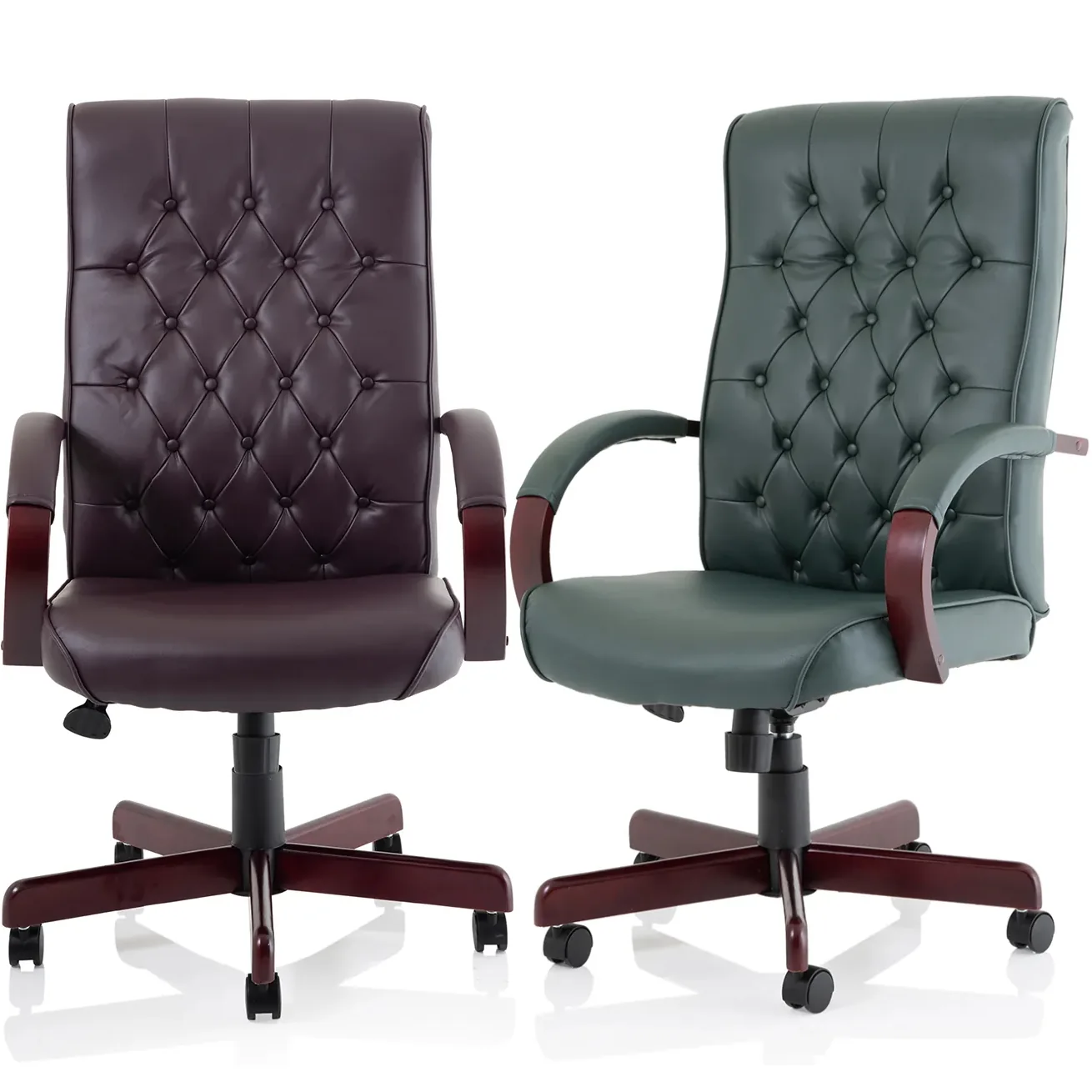 Chesterfield Button Tufted High Back Leather Executive Office Chair