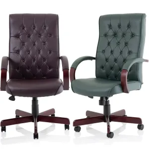 Chesterfield Button Tufted High Back Leather Executive Office Chair
