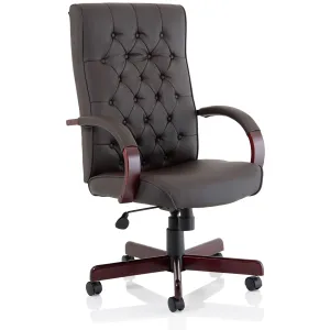 Chesterfield Button Tufted High Back Leather Executive Office Chair