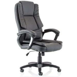 Dakota High Back Black Leather Executive Office Chair with Arms