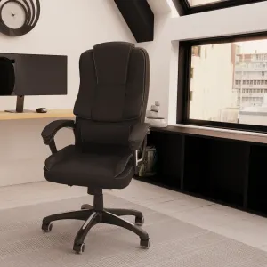 Dakota High Back Black Leather Executive Office Chair with Arms