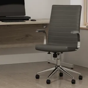 Ezra Medium Back Leather Executive Office Chair with Arms