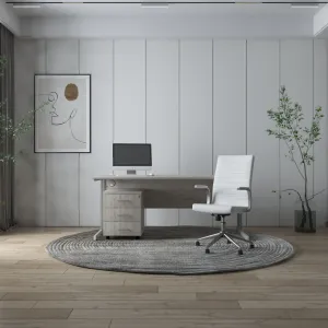Ezra Medium Back Leather Executive Office Chair with Arms