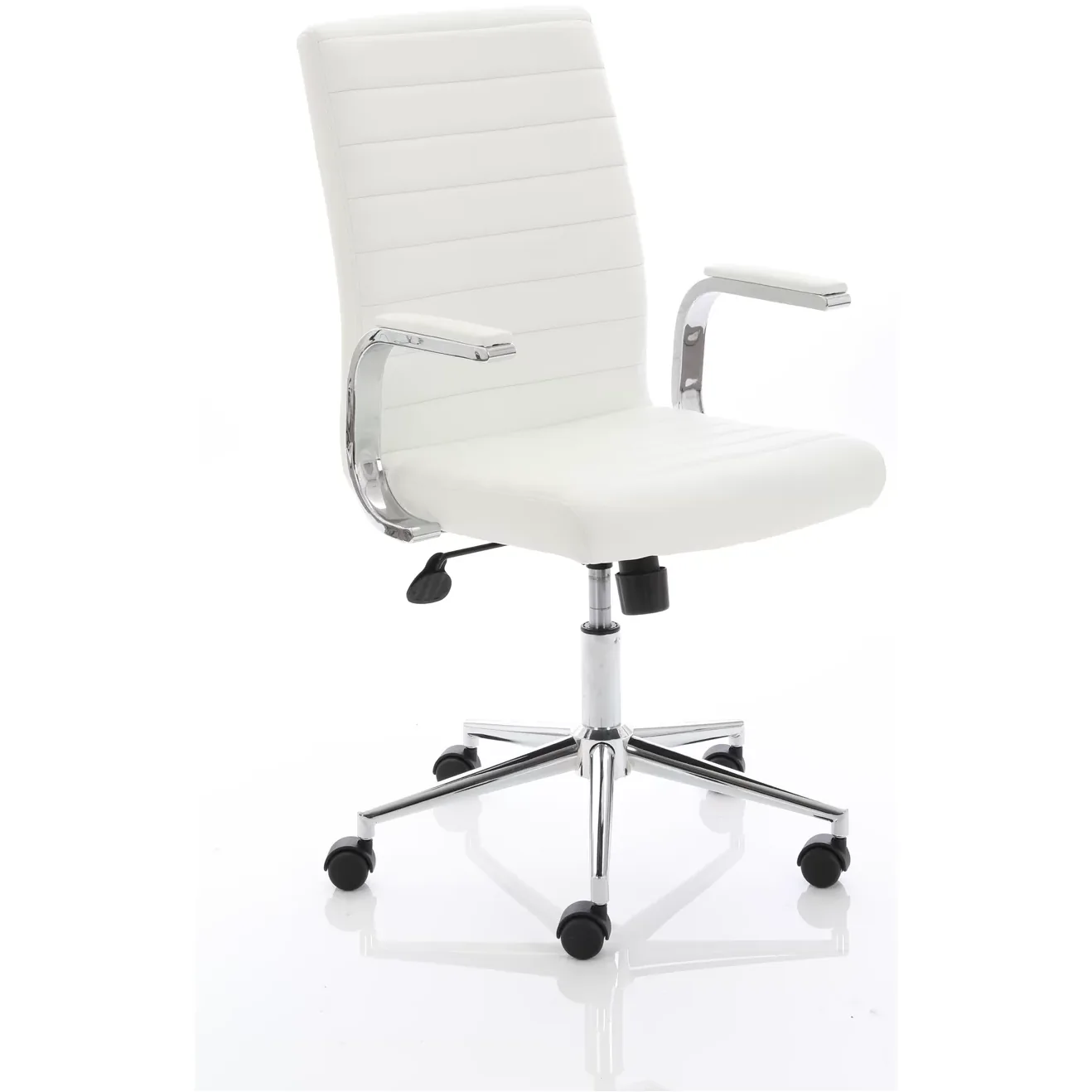 Ezra Medium Back Leather Executive Office Chair with Boomerang Arms
