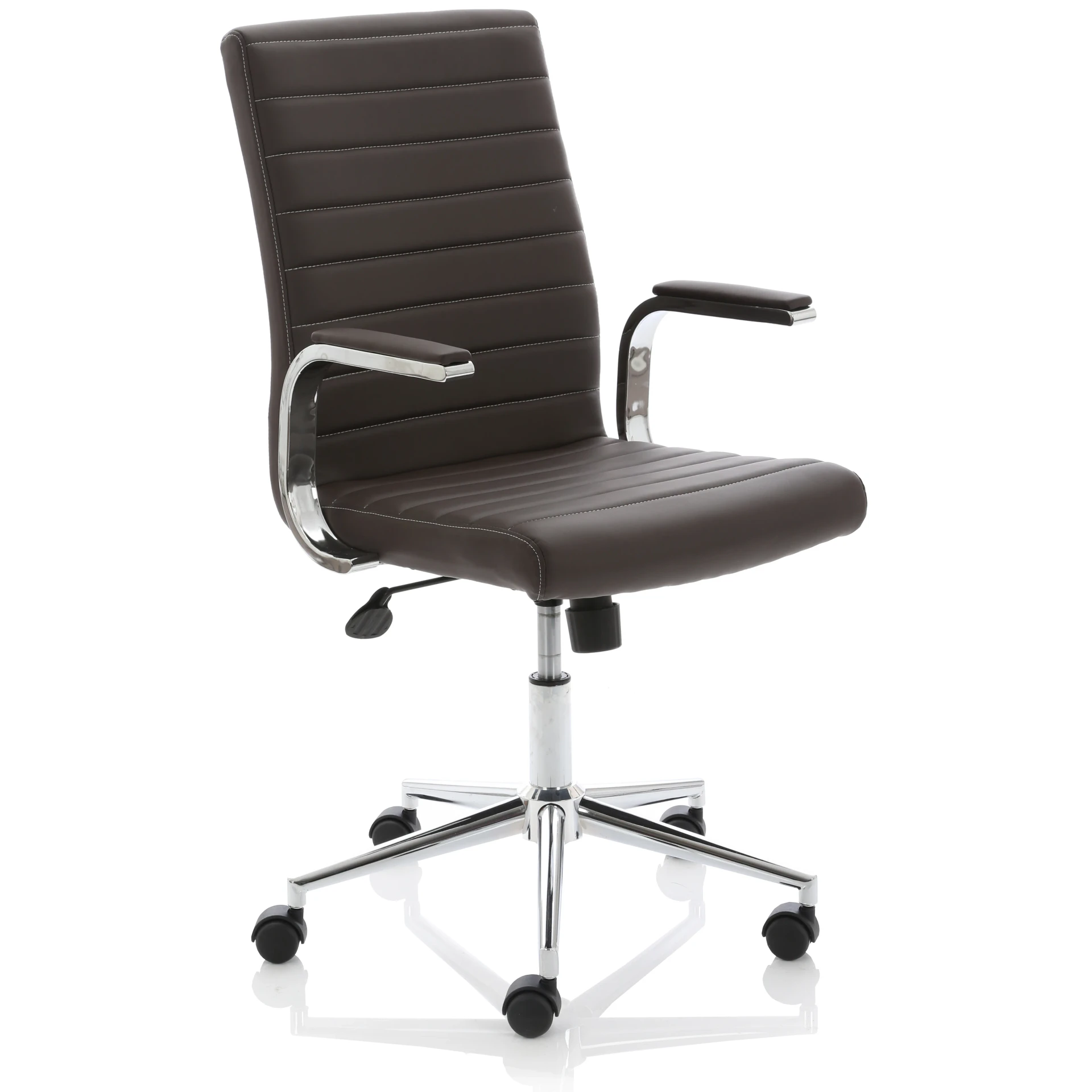 Ezra Medium Back Leather Executive Office Chair with Boomerang Arms