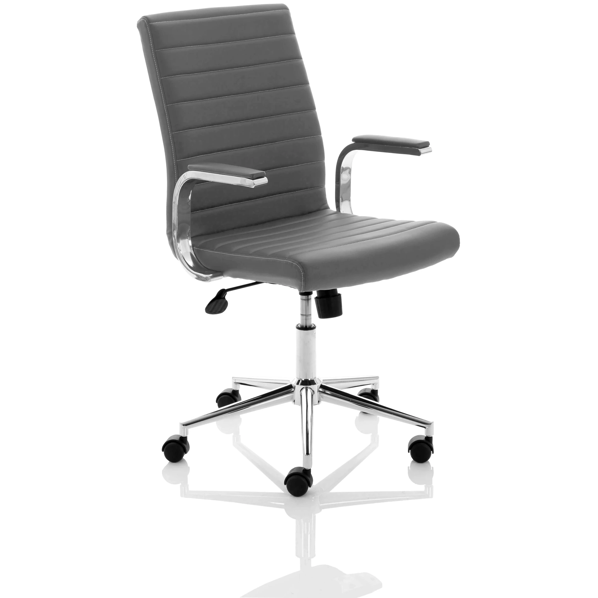 Ezra Medium Back Leather Executive Office Chair with Boomerang Arms