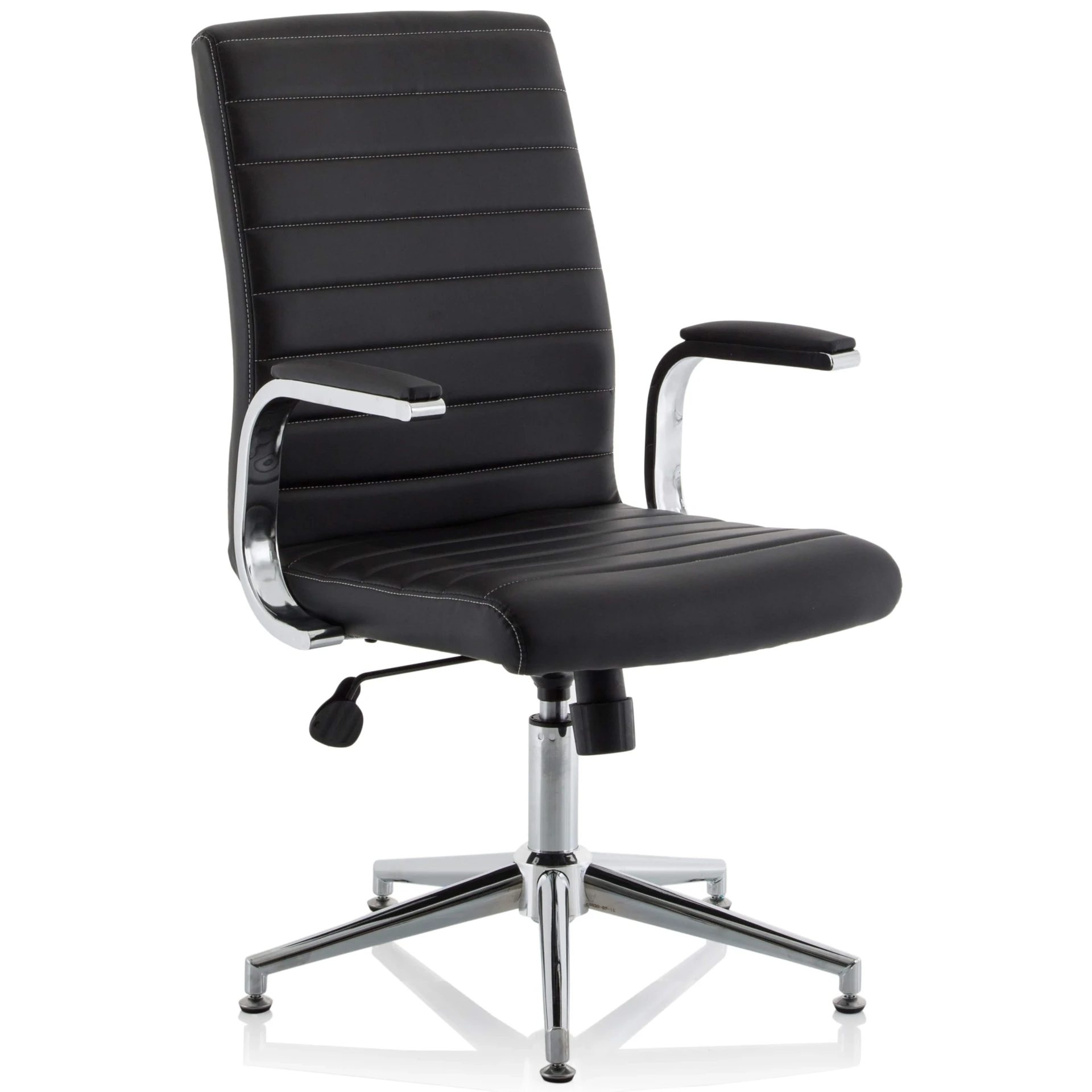 Ezra Medium Back Leather Executive Office Chair with Boomerang Arms