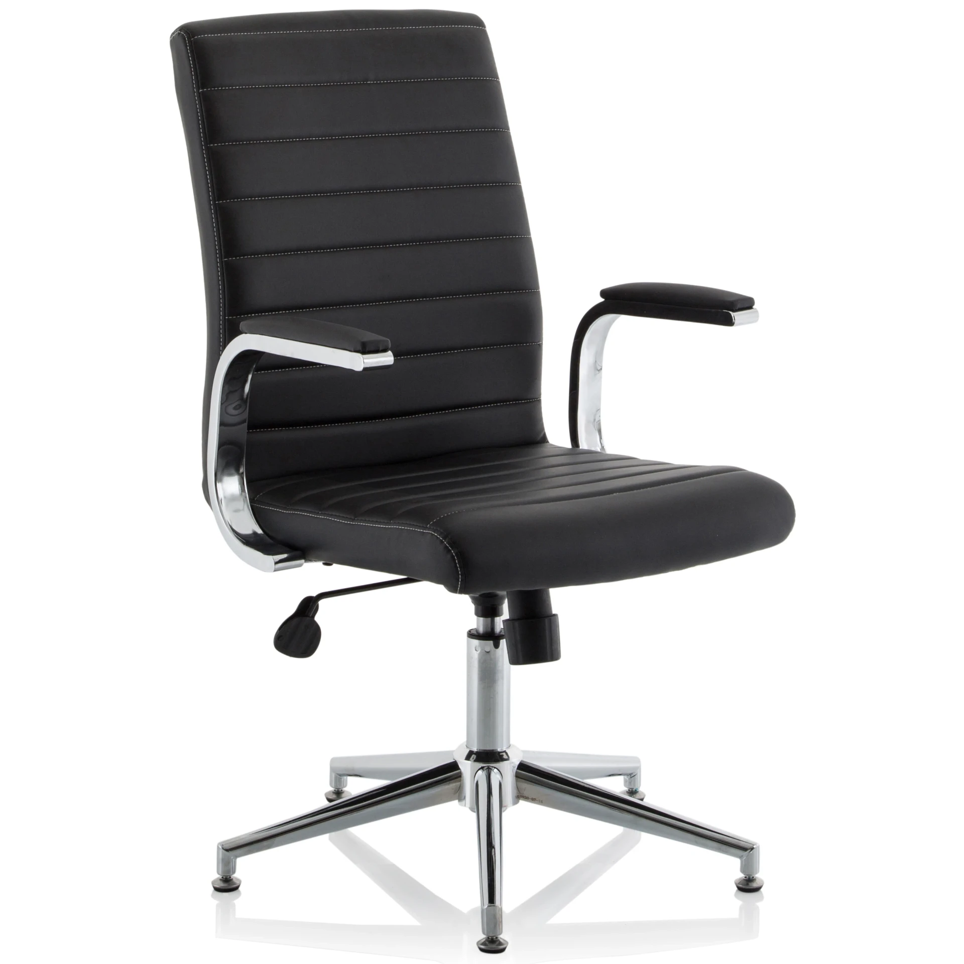 Ezra Medium Back Leather Executive Office Chair with Boomerang Arms