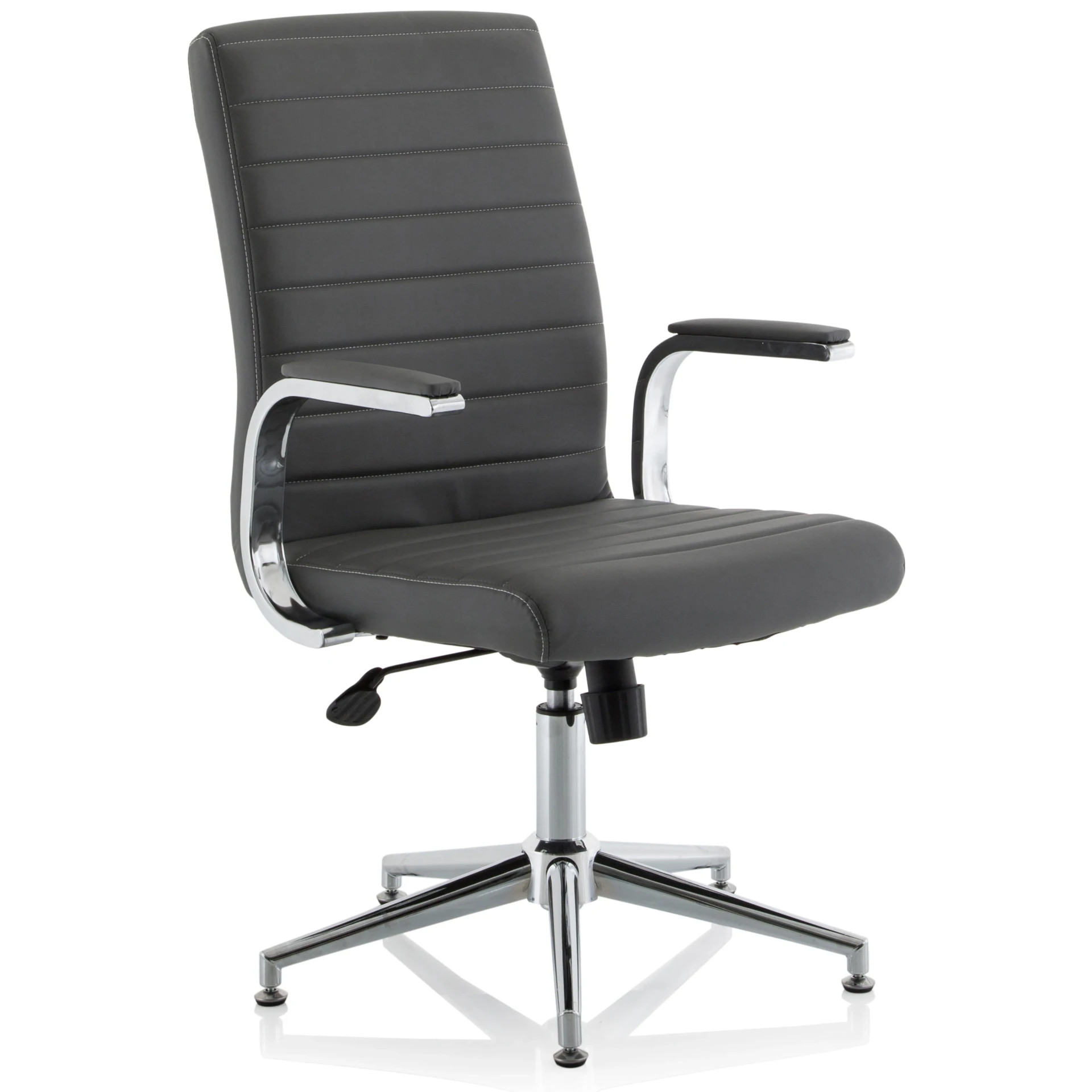Ezra Medium Back Leather Executive Office Chair with Boomerang Arms