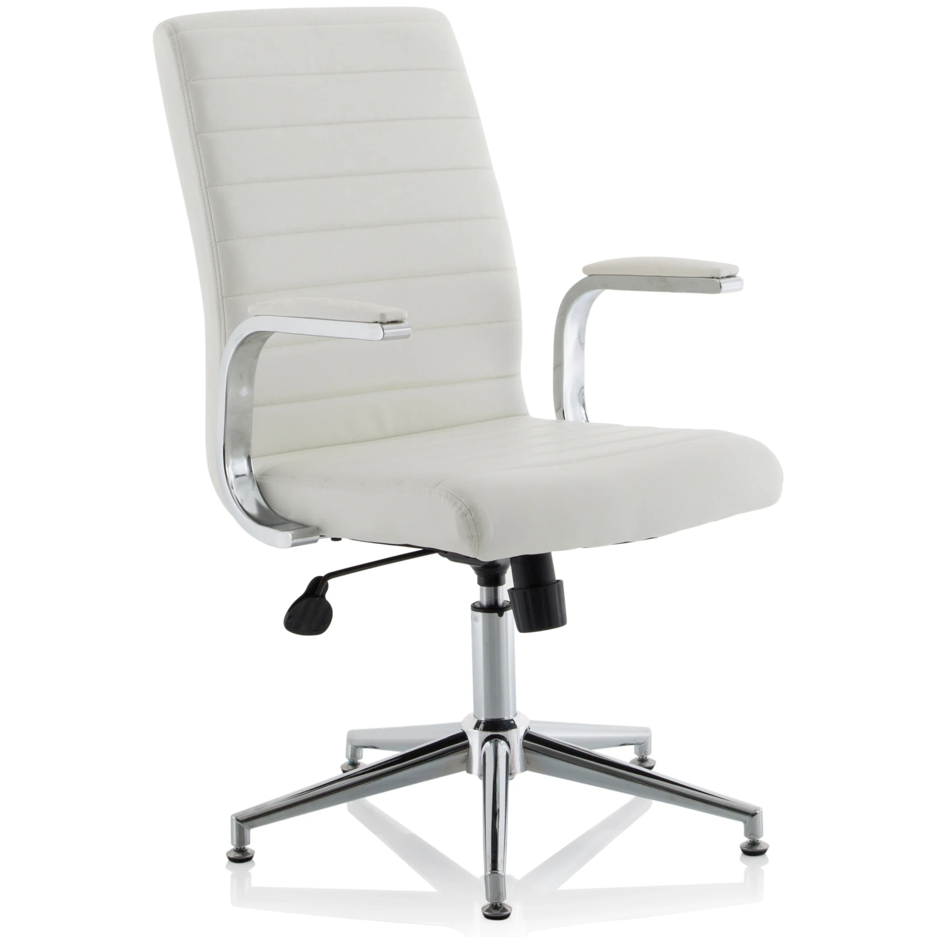 Ezra Medium Back Leather Executive Office Chair with Boomerang Arms