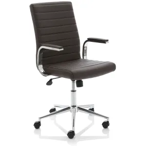 Ezra Medium Back Leather Executive Office Chair with Boomerang Arms