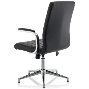 Ezra Medium Back Leather Executive Office Chair with Boomerang Arms