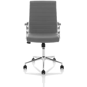 Ezra Medium Back Leather Executive Office Chair with Boomerang Arms