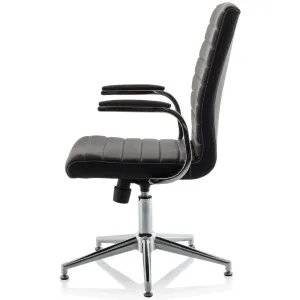 Ezra Medium Back Leather Executive Office Chair with Boomerang Arms