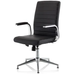 Ezra Medium Back Leather Executive Office Chair with Boomerang Arms