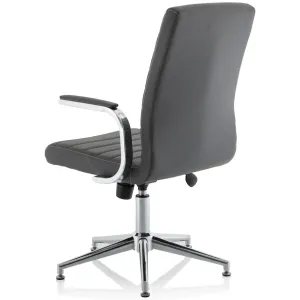 Ezra Medium Back Leather Executive Office Chair with Boomerang Arms