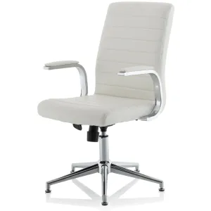 Ezra Medium Back Leather Executive Office Chair with Boomerang Arms